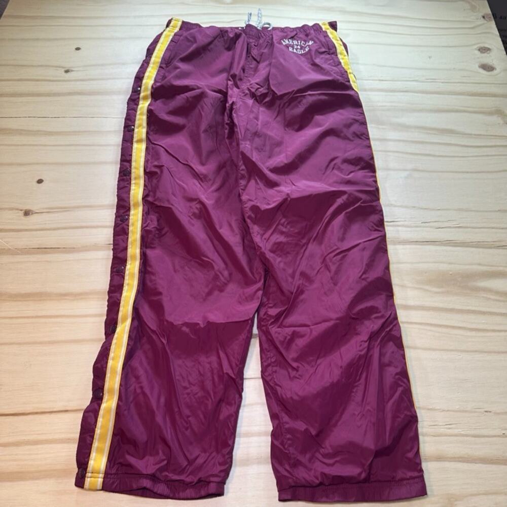 VTG Y2K American Eagle Red Tear Pull Break Away Baggy Track Pants Mens M READ!